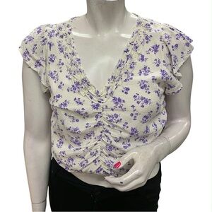 Promesa Purple Floral Crop Top Size L